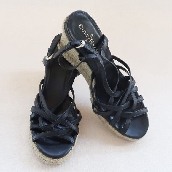 Cole Haan Leather Sandal Wedges Size 9 - Picture 1 of 11